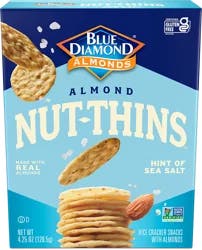 Blue Diamond Nut Thins Crackers, Hint of Sea Salt, 4.25oz Box