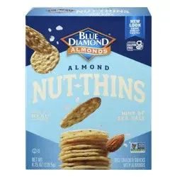 Blue Diamond Nut-Thins Hint of Sea Salt Rice Crackers Snacks with Almonds 4.25 oz
