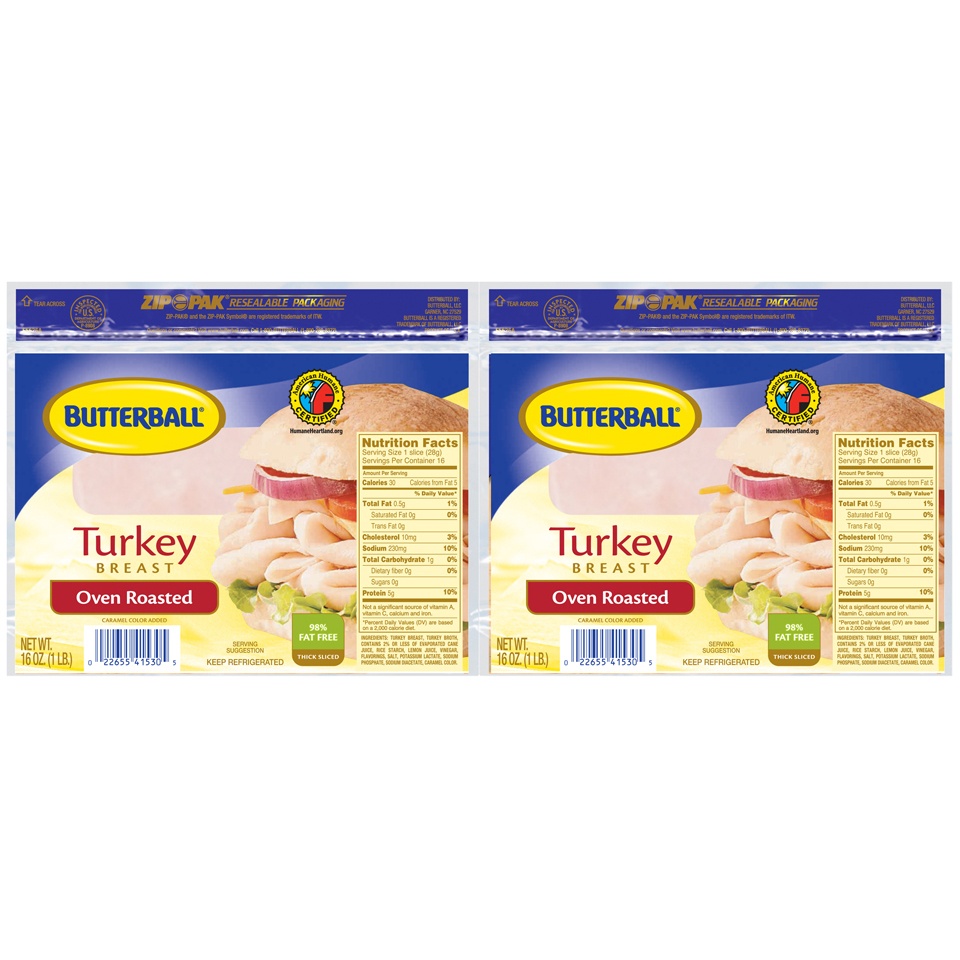 slide 1 of 1, Butterball Oven Roasted Turkey Breast, 2 ct; 16 oz