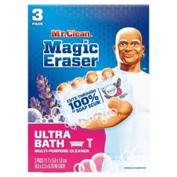 Mr. Clean Magic Eraser Sponge, Bathroom Cleaner, Soap Scum Shower & Tub Cleaner, Ultra Bath, 3ct