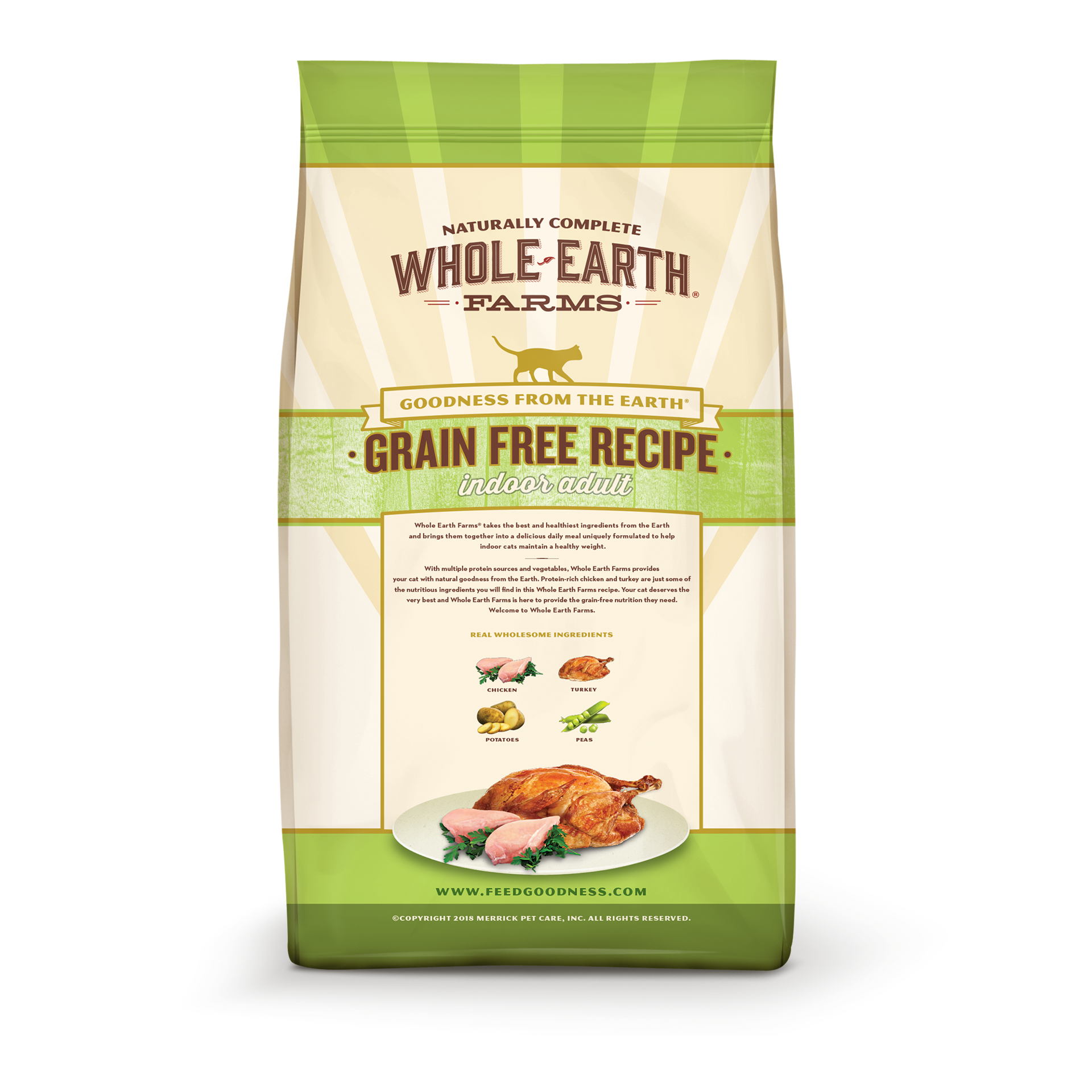 slide 2 of 2, Whole Earth Farms Grain Free Indoor Recipe with Chicken and Turkey Dry Cat Food - 2.5 lb Bag, 2.5 lb