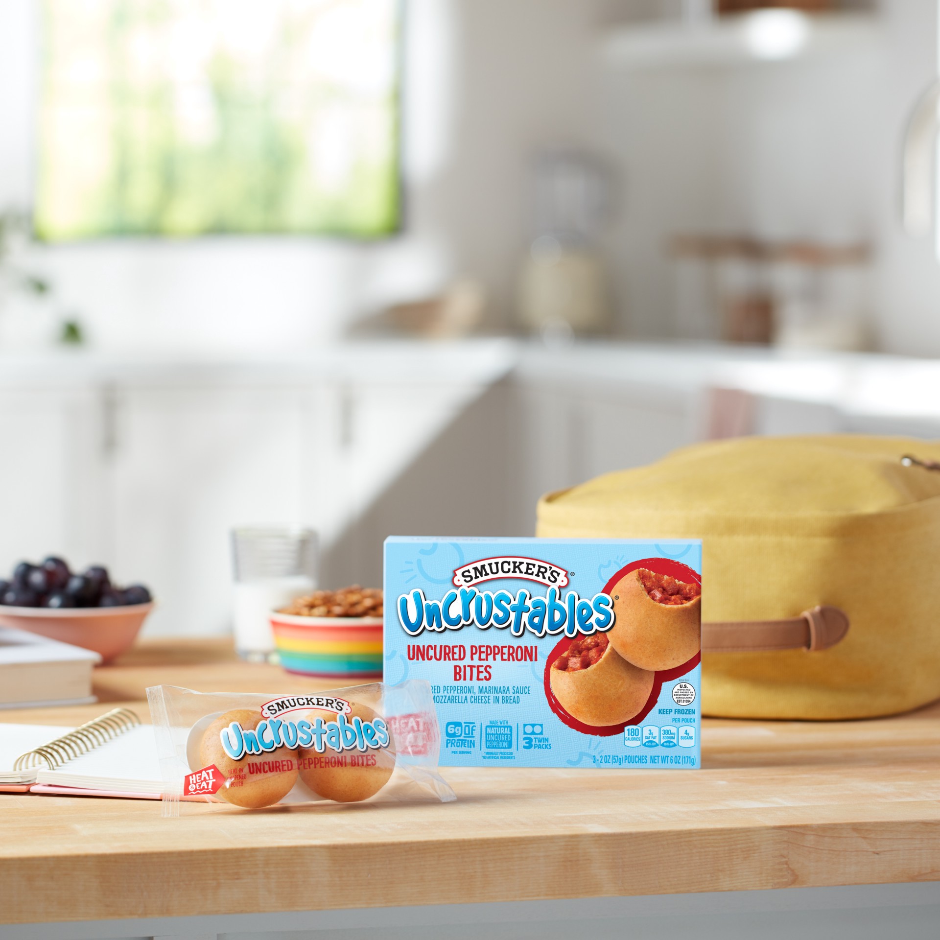 slide 2 of 8, Smucker's Uncrustables Uncured Pepperoni Bites, 2 oz Packs, 3 Count, 2 oz