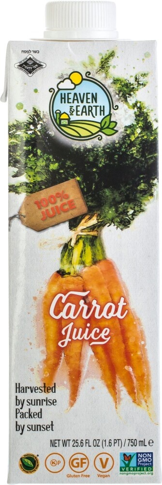slide 1 of 1, Heaven & Earth Heaven Earth Carrot Juice, 25.6 oz