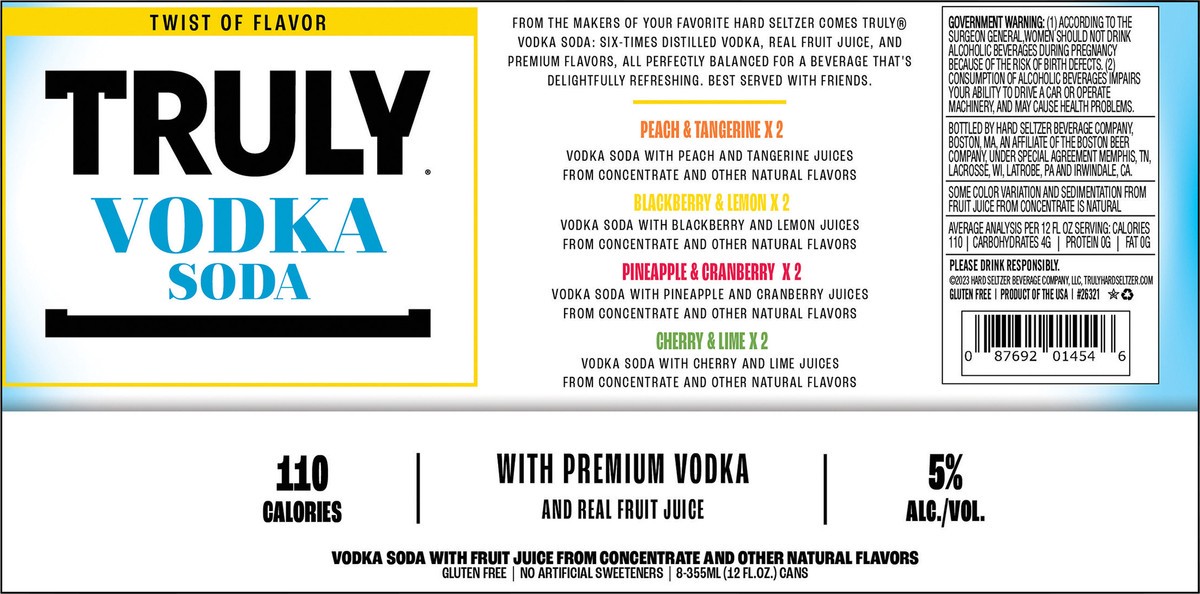 slide 7 of 9, TRULY Vodka Soda Twist of Flavor Variety Pack (12 fl. oz. Can, 8pk.), 8 ct; 12 oz