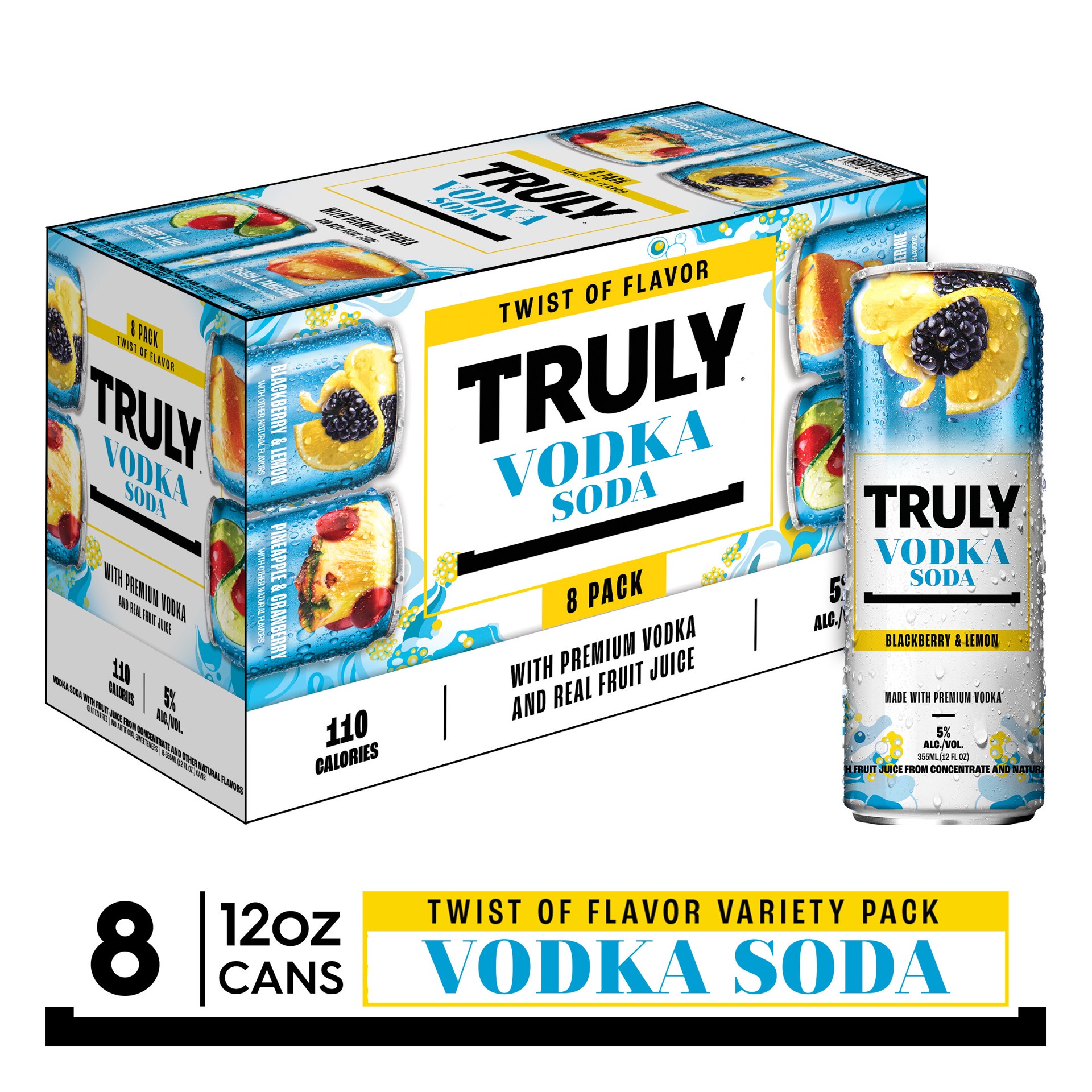 slide 1 of 9, TRULY Vodka Soda Twist of Flavor Variety Pack (12 fl. oz. Can, 8pk.), 8 ct; 12 oz