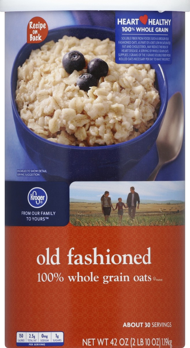 slide 1 of 2, Kroger Old Fashioned Whole Grain Oats, 42 oz