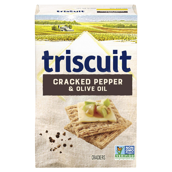 slide 1 of 1, Triscuit Crackers Cracked Pepper & Olive Oil, 9.5 oz