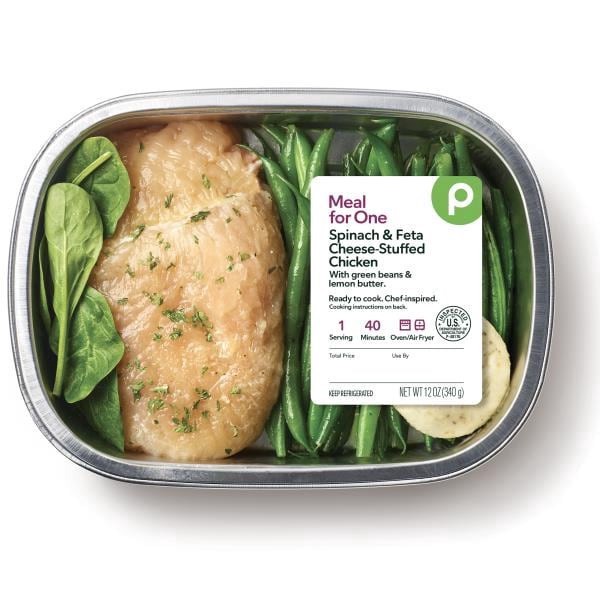 slide 1 of 1, Publix Spinach & Feta Cheese-Stuffed Chicken - Meal For One, 12 oz
