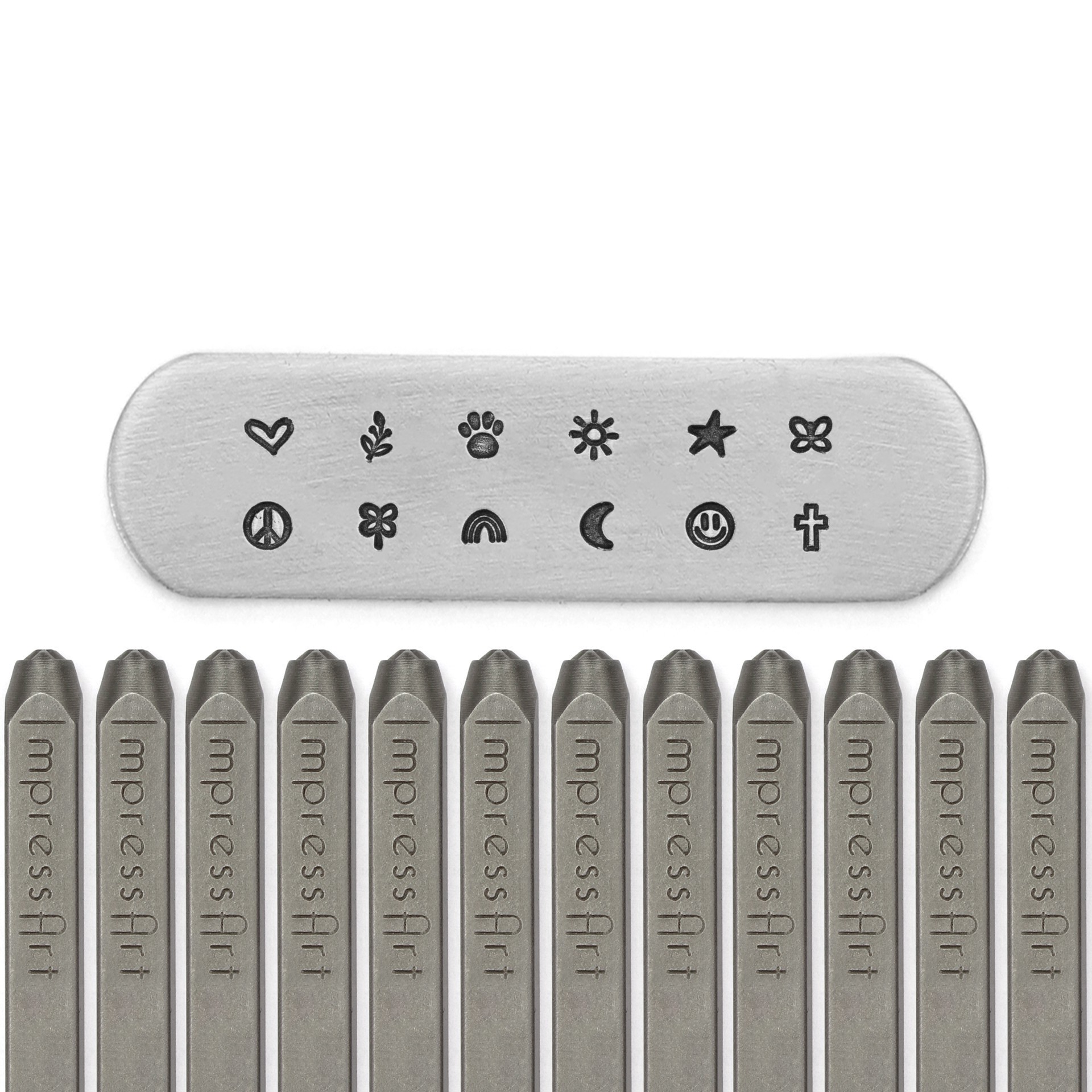 slide 2 of 5, Impressart 3mm Icon Metal Stamps Pack, 3 mm