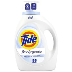 Tide Free & Gentle laundry detergent liquid, 77 fl oz, 58 loads, Trusted gentle laundry soap, 100% free of irritating residues: no added dyes and perfumes