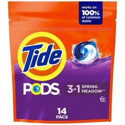 Tide PODs Laundry Detergent, 14 Count, Spring Meadow Scent, 3-in-1 Stain Remover, Odor Fighter, Color Protector, Concentrated Laundry Soap Pacs