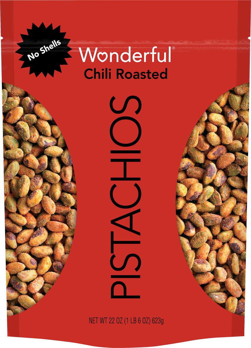 slide 3 of 3, Wonderful Pistachios, No Shells Chili Roasted Nuts, 22 Ounce Bag, 22 oz