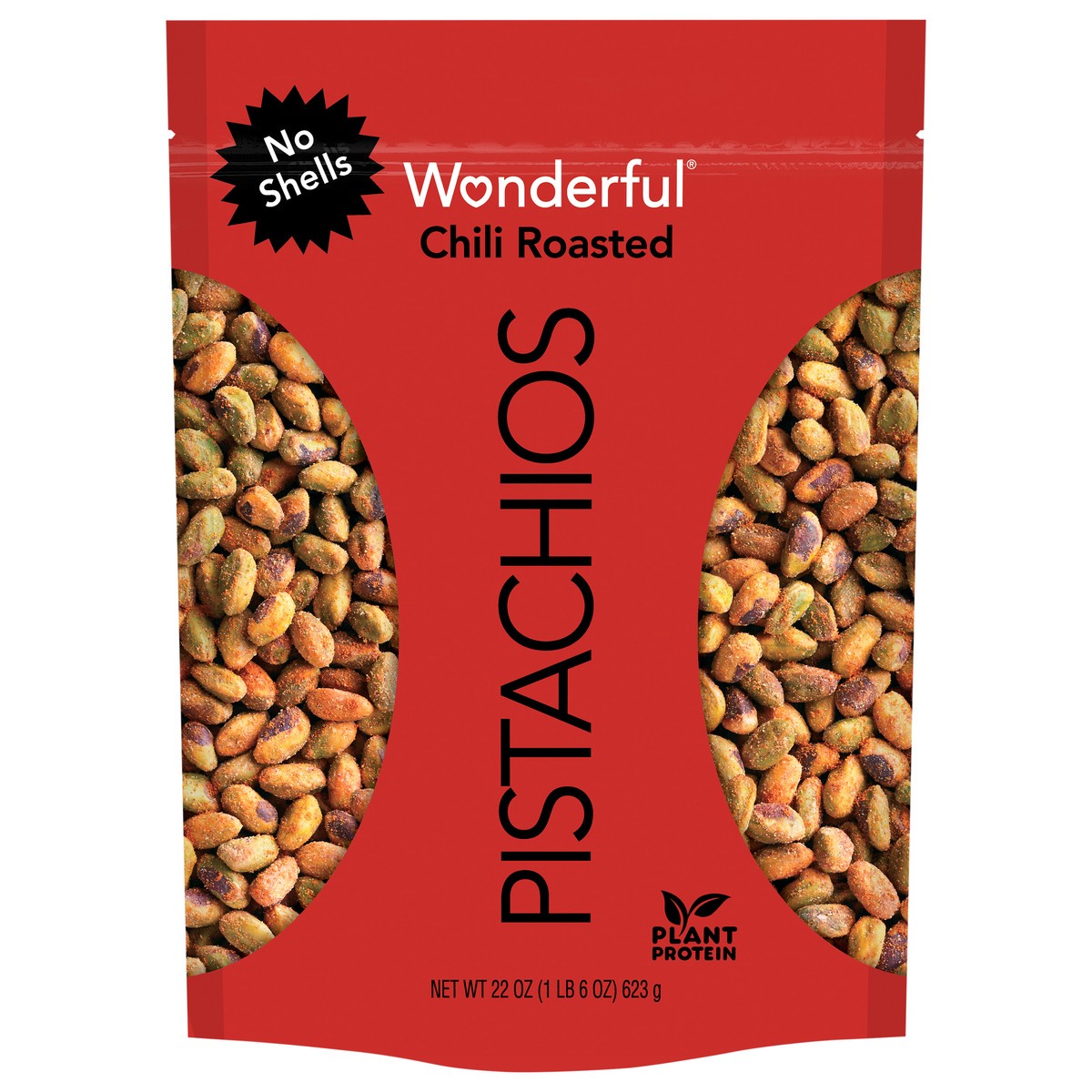 slide 1 of 3, Wonderful Pistachios, No Shells Chili Roasted Nuts, 22 Ounce Bag, 22 oz