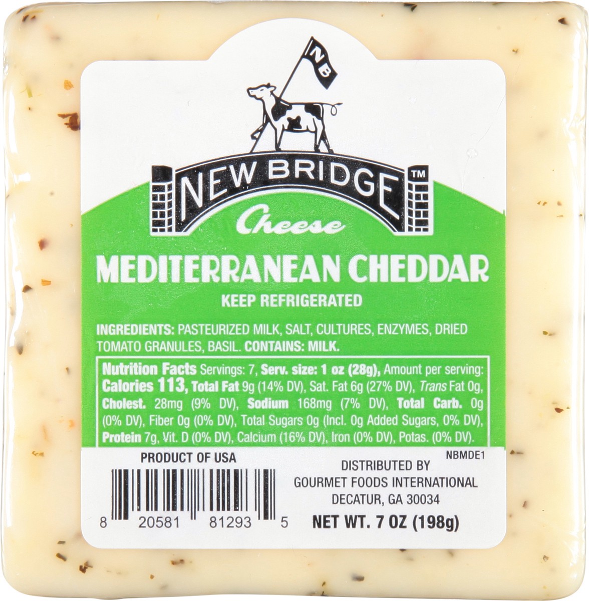 slide 4 of 11, New Bridge Cheese, Mediterranean Cheddar, 7 oz