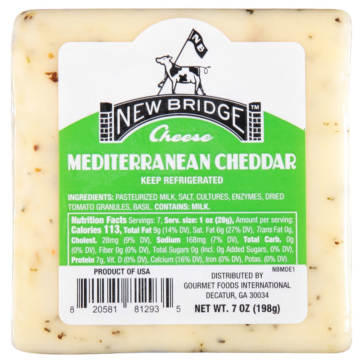 slide 6 of 11, New Bridge Cheese, Mediterranean Cheddar, 7 oz