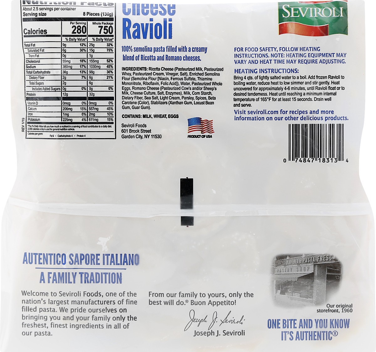 slide 10 of 10, Seviroli Large Ravioli / Cheese, 13 oz