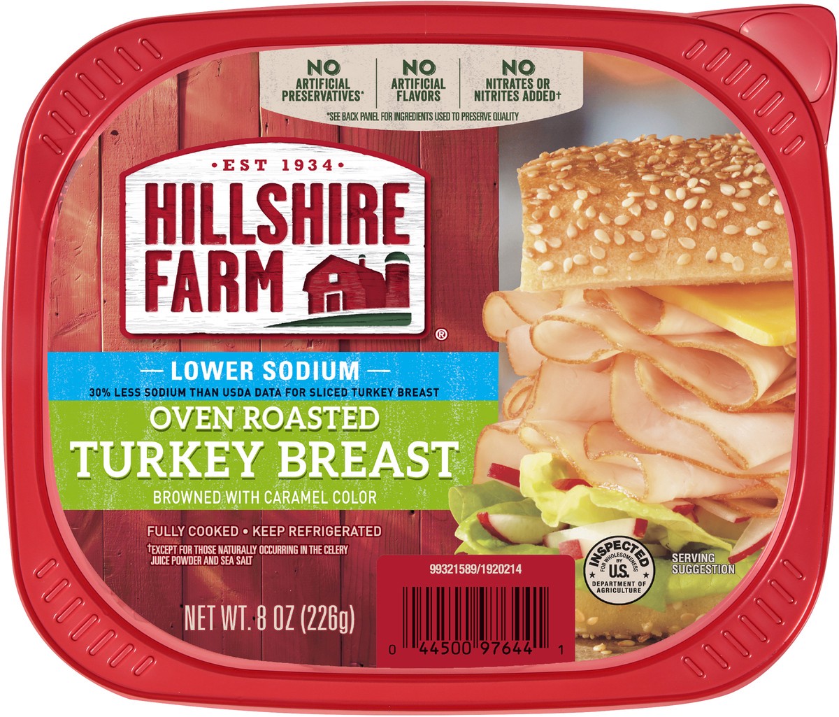 slide 3 of 3, Hillshire Farm Ultra Thin Sliced Lower Sodium Oven Roasted Turkey Breast Sandwich Meat, 8 oz, 8 oz
