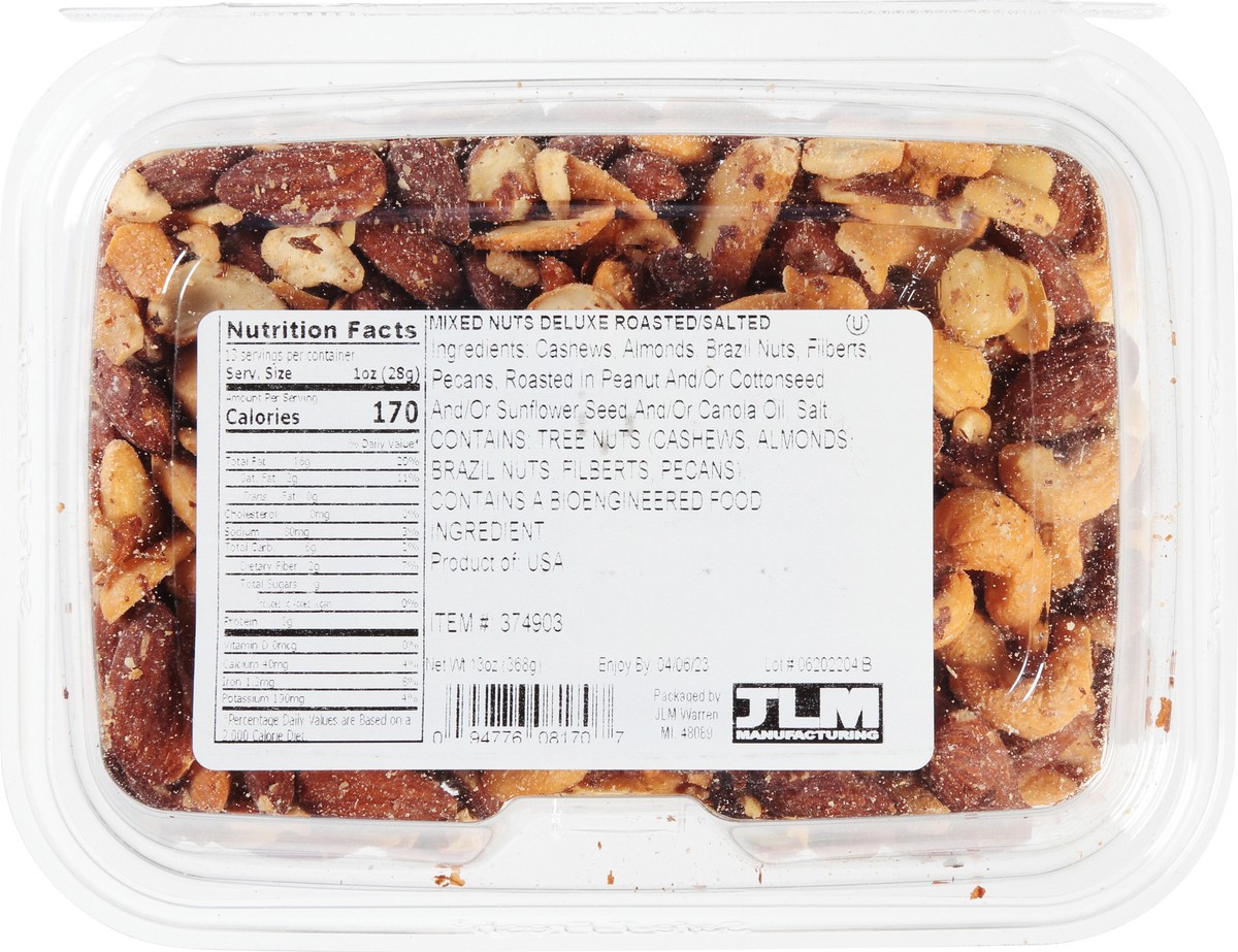 slide 3 of 9, JLM Manufacturing Roasted/Salted Deluxe Mixed Nuts 13 oz, 13 oz