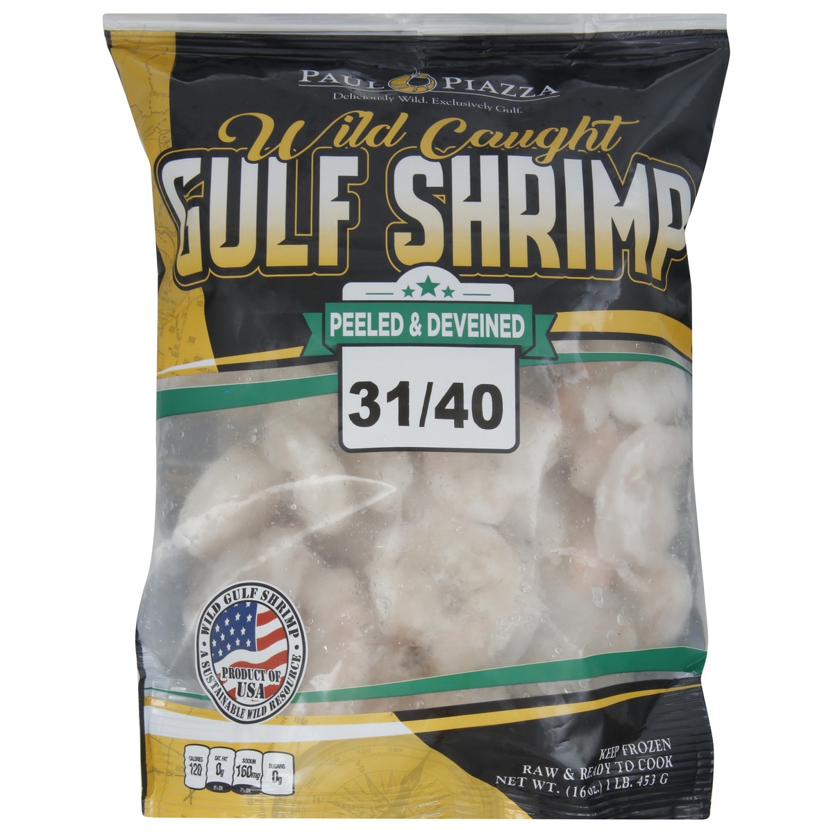 slide 1 of 1, Paul Piazza Shrimp Raw P&D 31-40 Ct T/Of, 1 lb