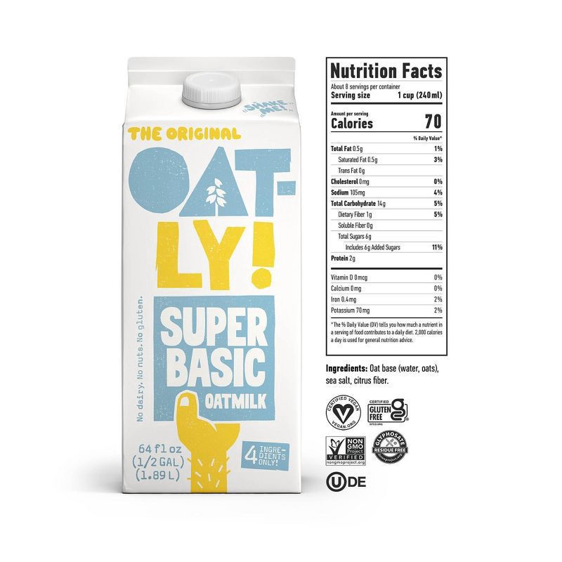 slide 5 of 6, Oatly The Original Super Basic Oatmilk 64 fl oz, 64 fl oz