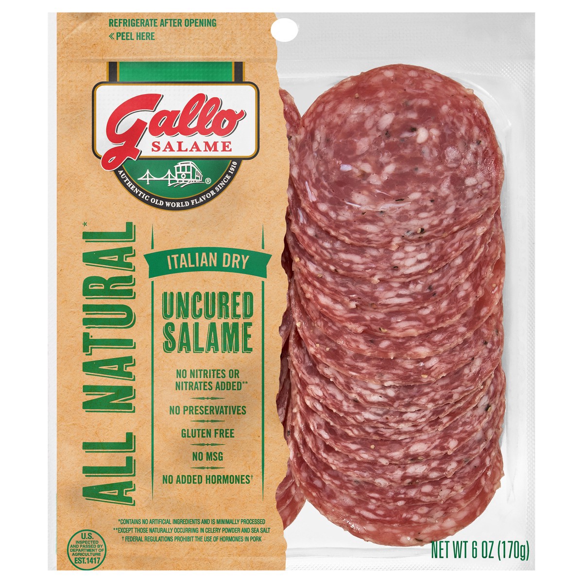 slide 1 of 4, Gallo Salame Gallo All Natural Italian Dry Uncured Salame - 6oz, 