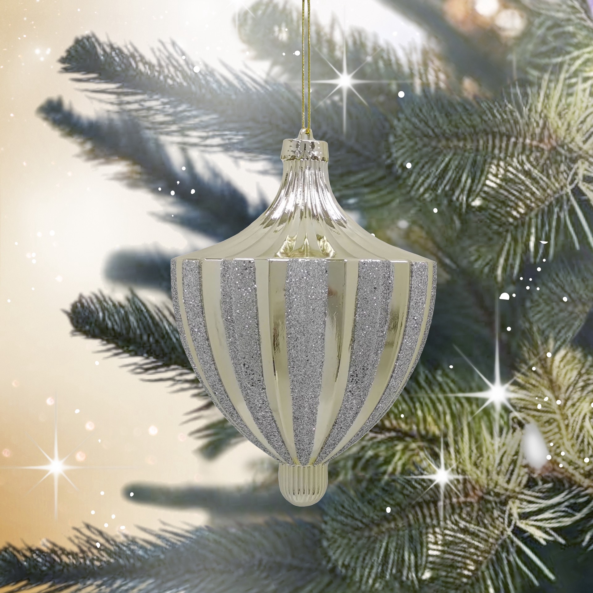 slide 3 of 3, 8.5" Gold & Silver Glitter Pointed Top Ornament By Ashland, 8.5 in