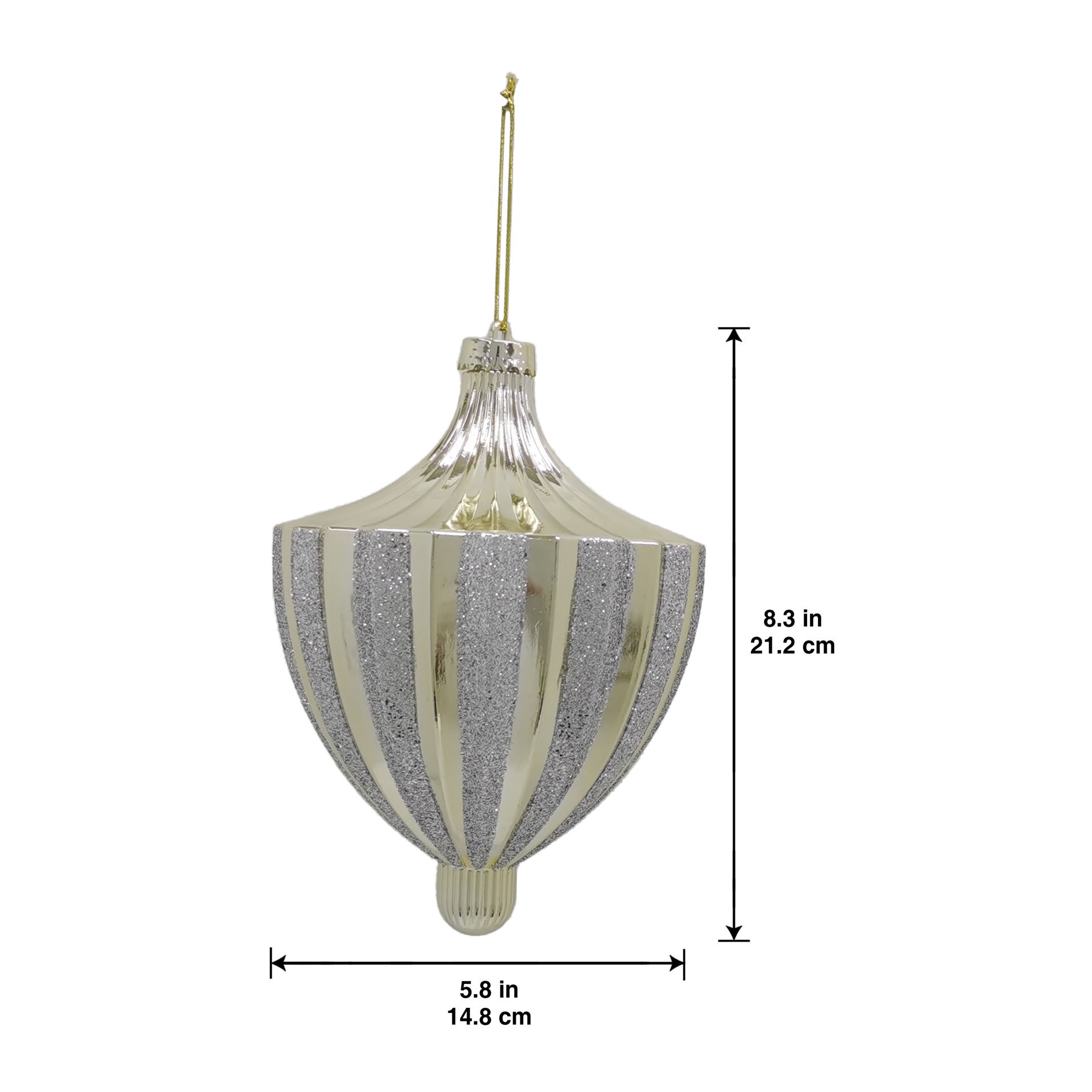 slide 2 of 3, 8.5" Gold & Silver Glitter Pointed Top Ornament By Ashland, 8.5 in