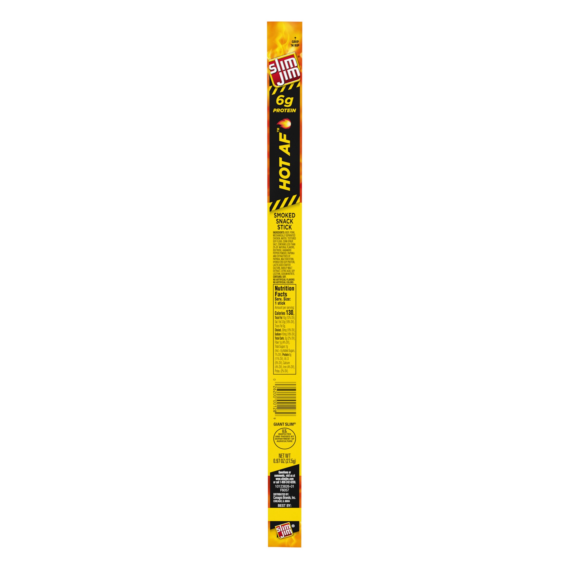 slide 1 of 5, Slim Jim Smoked Hot AF Snack Stick Giant Slim 0.97 oz, 0.97 oz