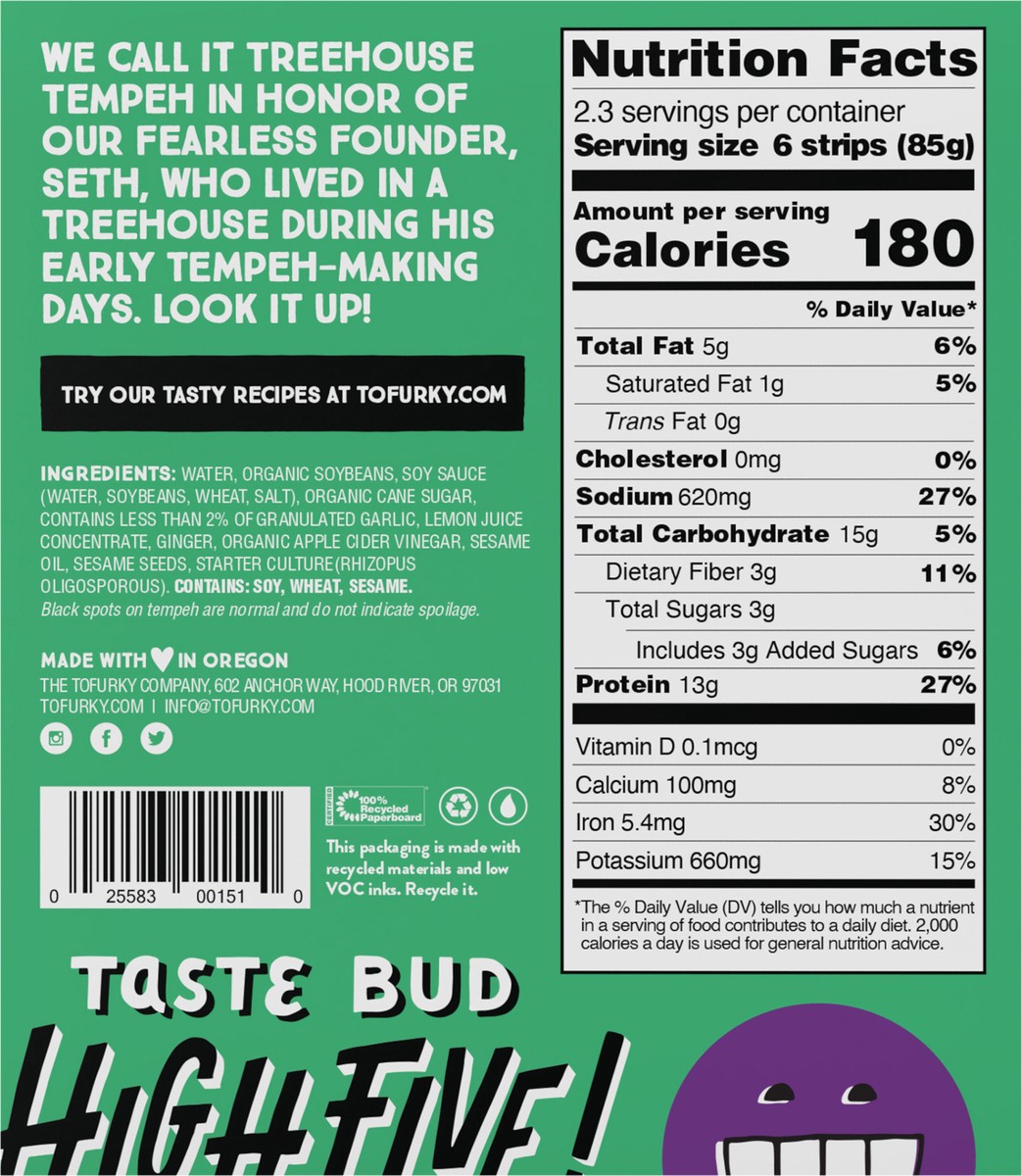 slide 3 of 6, Tofurky Sesame Galic Tempeh, 7 oz