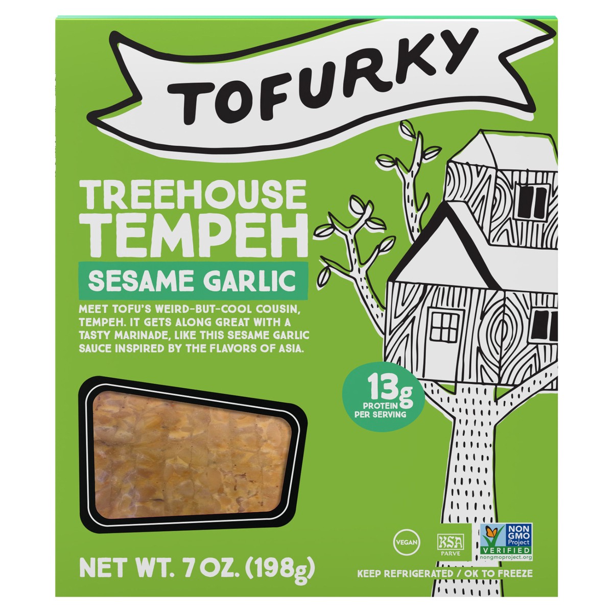 slide 1 of 6, Tofurky Sesame Galic Tempeh, 7 oz