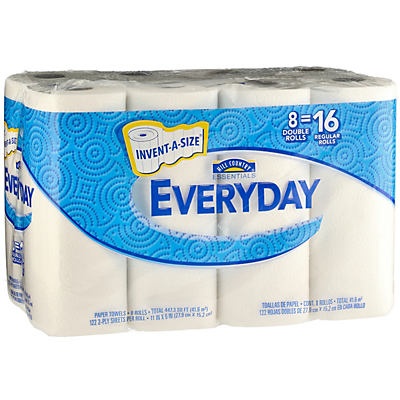 slide 1 of 1, Hill Country Fare Invent-A-Size Double Roll Paper Towels, 8 ct