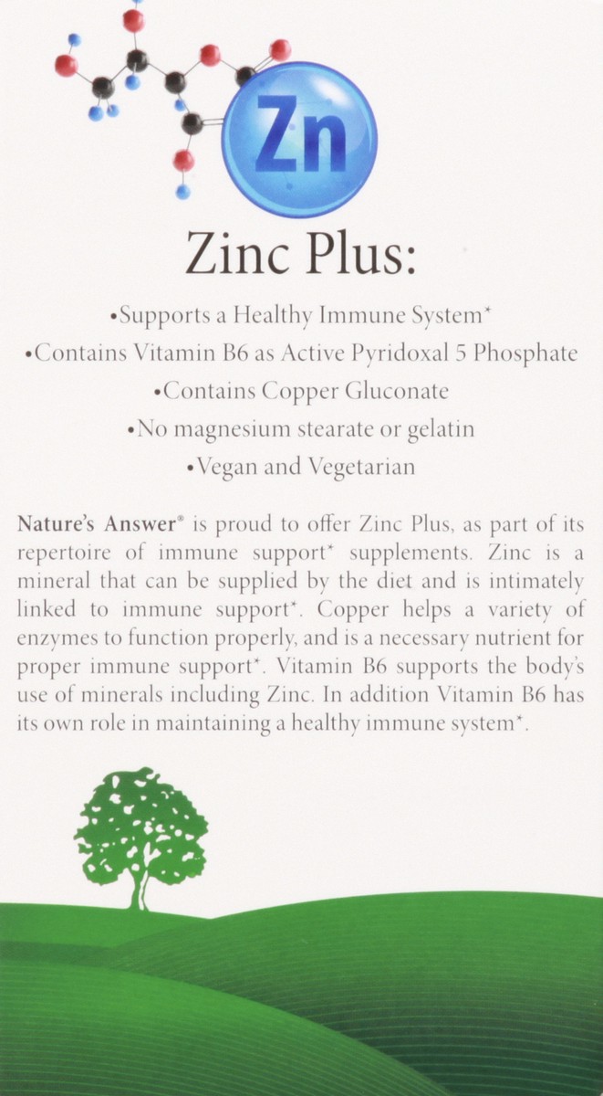 slide 9 of 13, Nature's Answer 25 mg Vegetarian Capsules Zinc Plus 60 ea, 60 ct