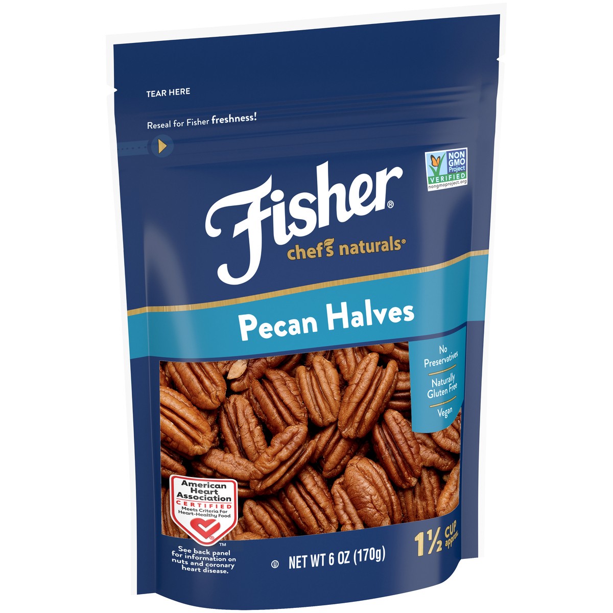 slide 8 of 9, FISHER Chef's Naturals Pecan Halves, 6 oz, Naturally Gluten Free, No Preservatives, Non-GMO, 6 oz