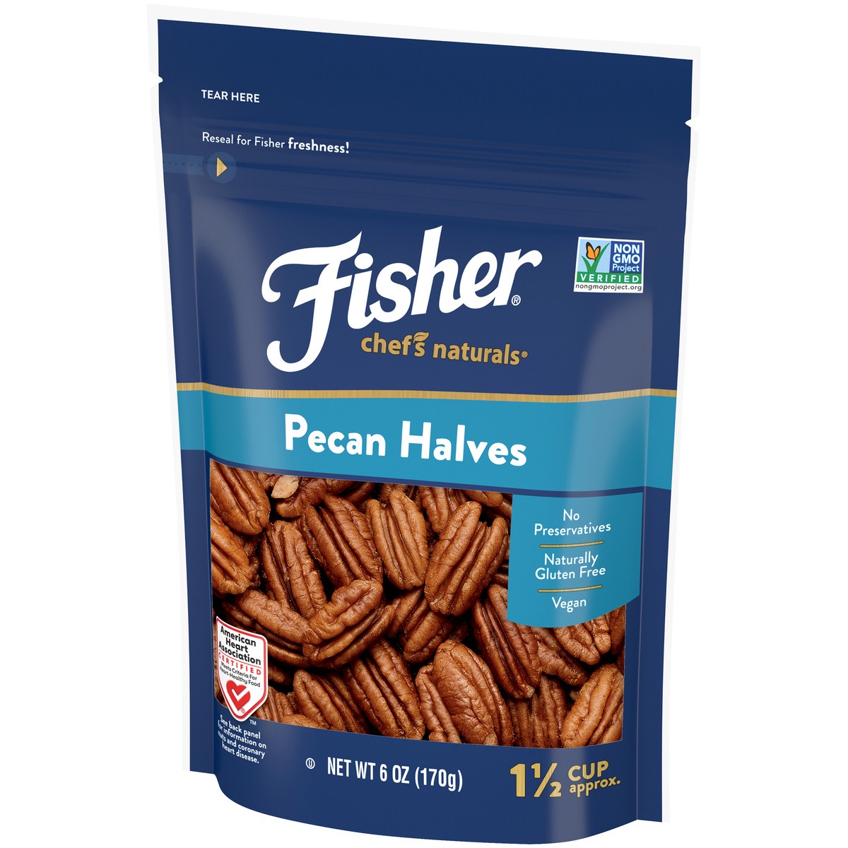 slide 6 of 9, FISHER Chef's Naturals Pecan Halves, 6 oz, Naturally Gluten Free, No Preservatives, Non-GMO, 6 oz