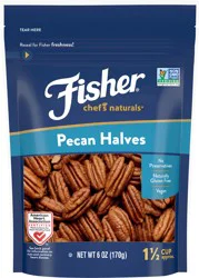 FISHER Chef's Naturals Pecan Halves, 6 oz, Naturally Gluten Free, No Preservatives, Non-GMO