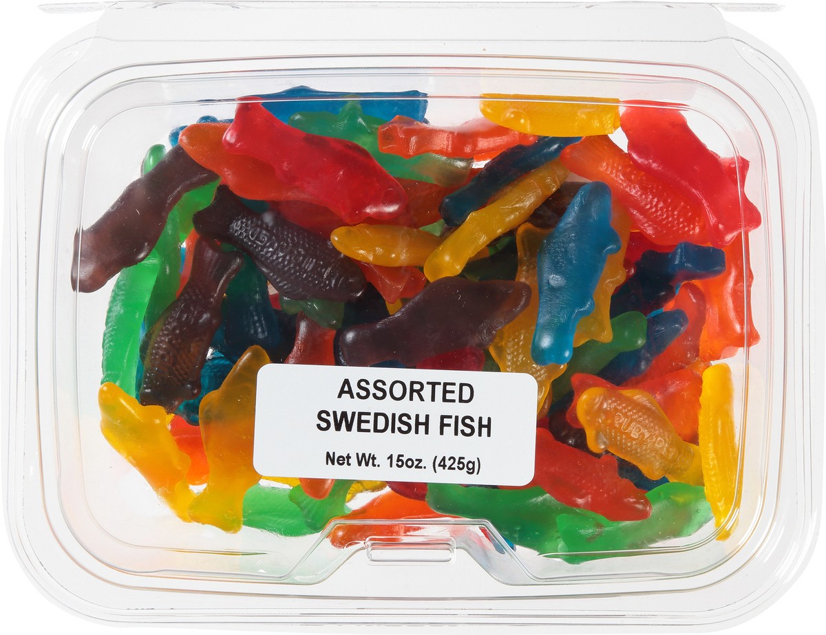 slide 3 of 9, JLM Manufacturing Swedish Fish Assorted Candy 15 oz, 15 oz