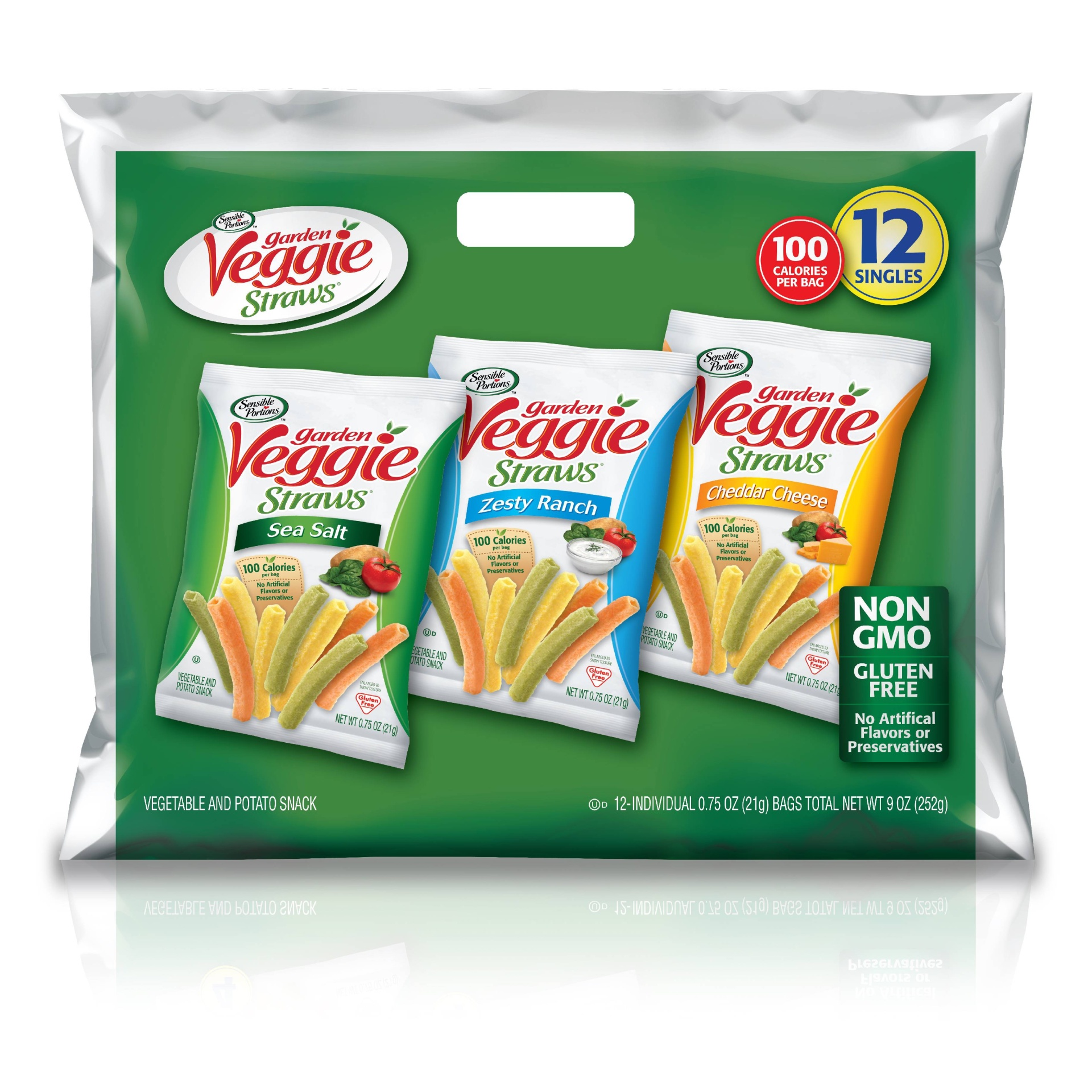 slide 1 of 2, Sensible Portions Garden Veggie Straws Variety Pack 12 Count, 9 oz