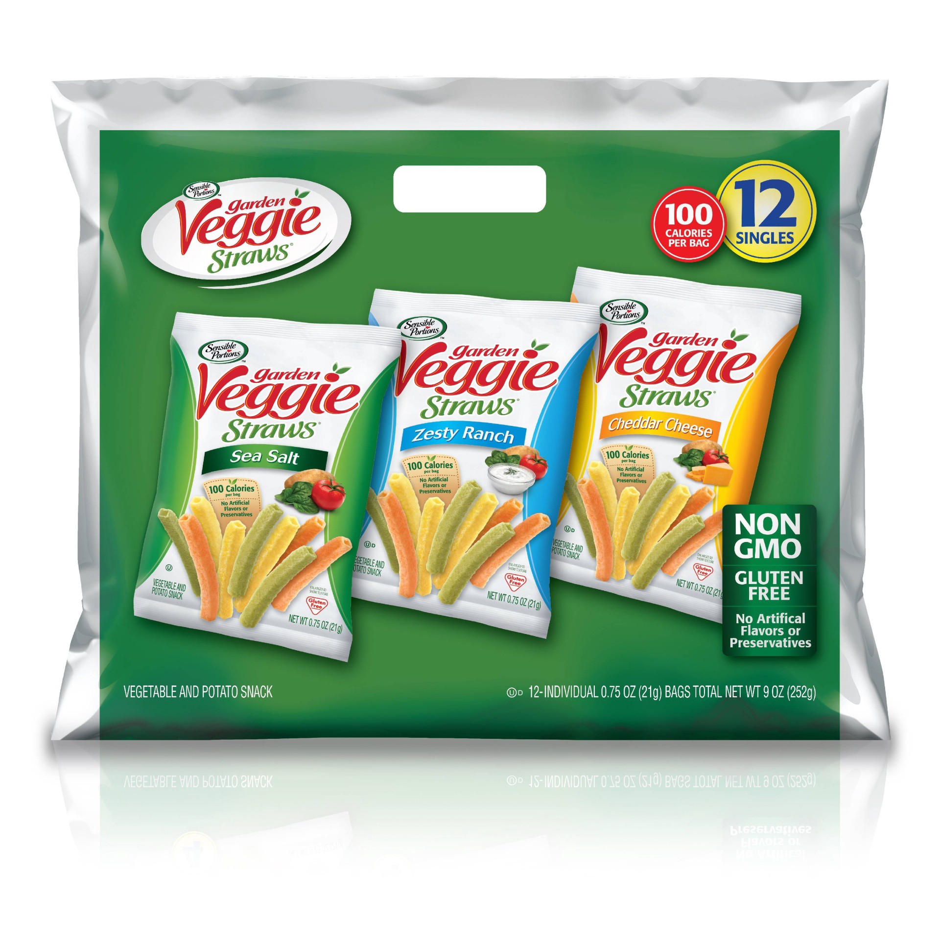 slide 1 of 3, Sensible Portions Veggie Straws Vegetable and Potato Snacks Multipack - 12ct, 12 ct
