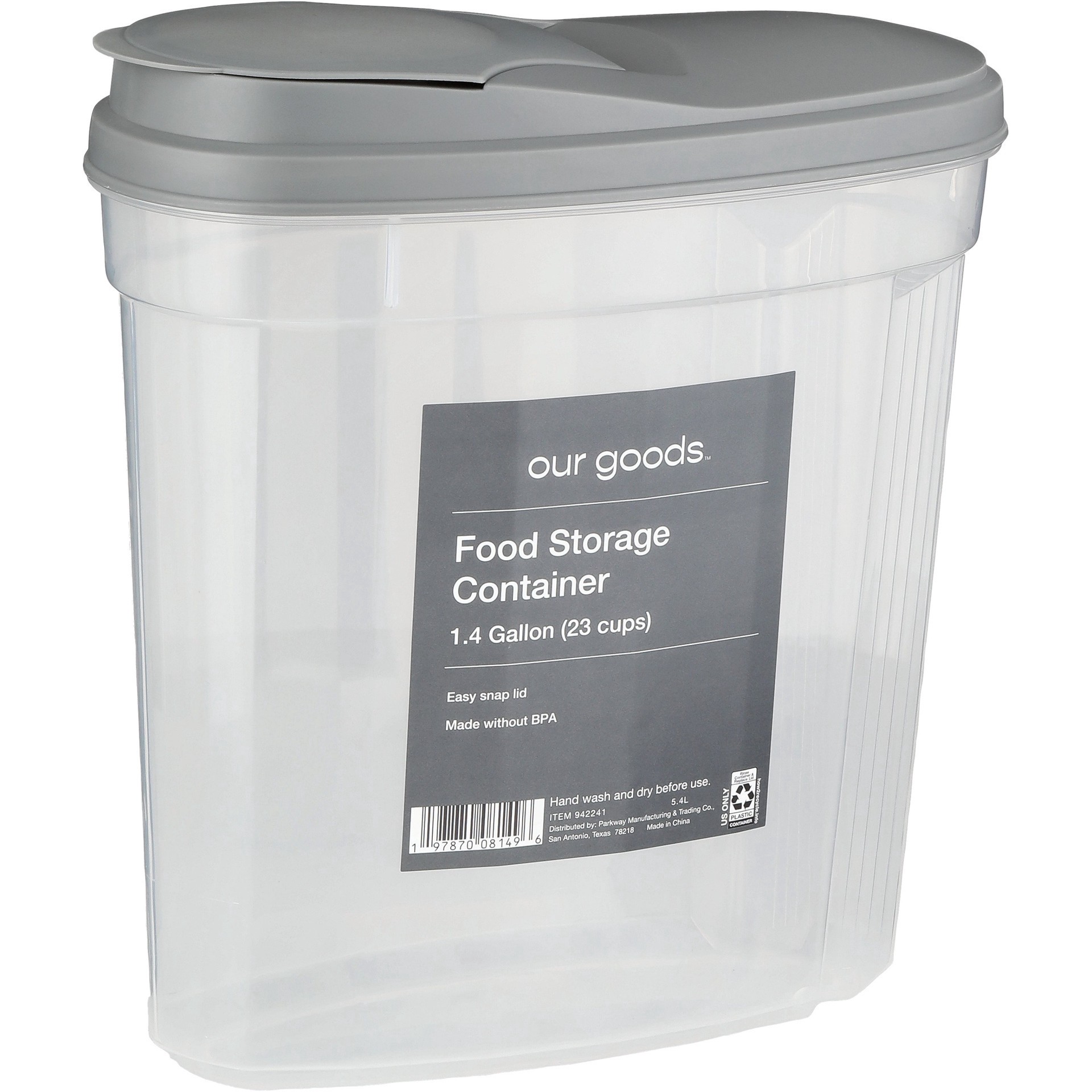slide 1 of 1, our goods Cereal Storage Container, 1.4 gal