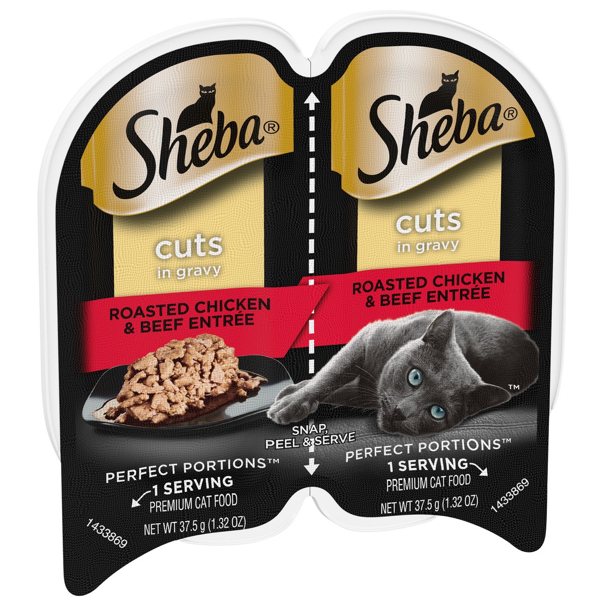 slide 9 of 15, Sheba Wet Cat Food Cuts In Gravy Roasted Chicken & Beef Entree, (24) 2.6 Oz. Perfect Portions Twin-Pack Trays, 2.6 oz