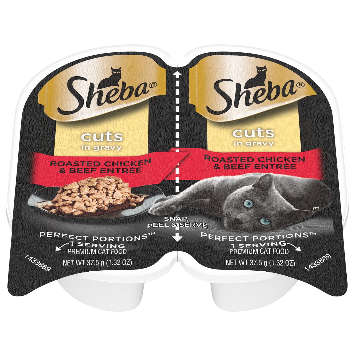 slide 11 of 15, Sheba Wet Cat Food Cuts In Gravy Roasted Chicken & Beef Entree, (24) 2.6 Oz. Perfect Portions Twin-Pack Trays, 2.6 oz