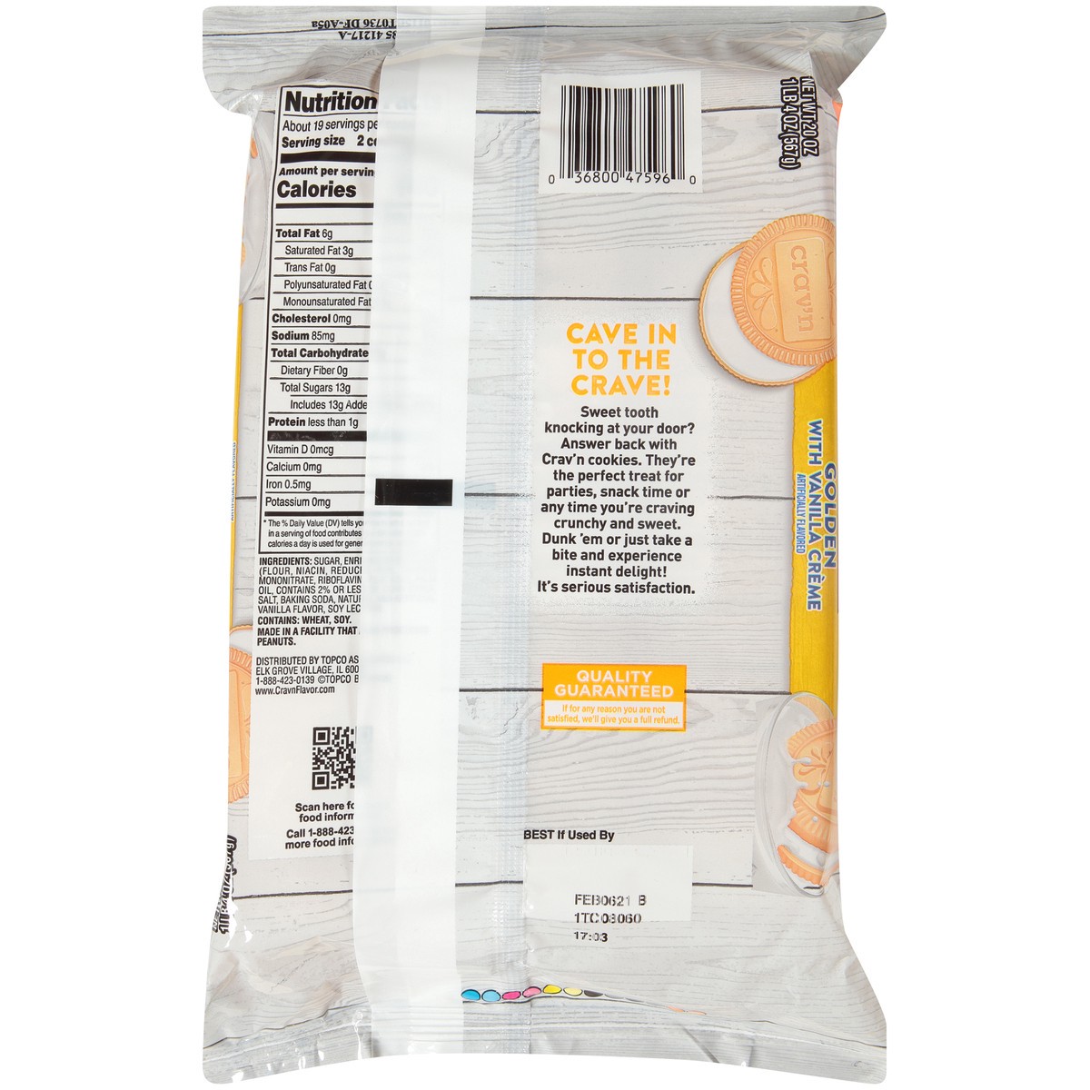 slide 6 of 9, Crav'n Flavor Golden With Vanilla Creme Double Stuffed Vanilla Sandwich Cookies - 20 oz, 20 oz