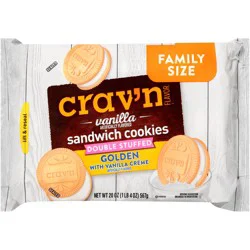 Crav'n Flavor Golden With Vanilla Creme Double Stuffed Vanilla Sandwich Cookies - 20 oz