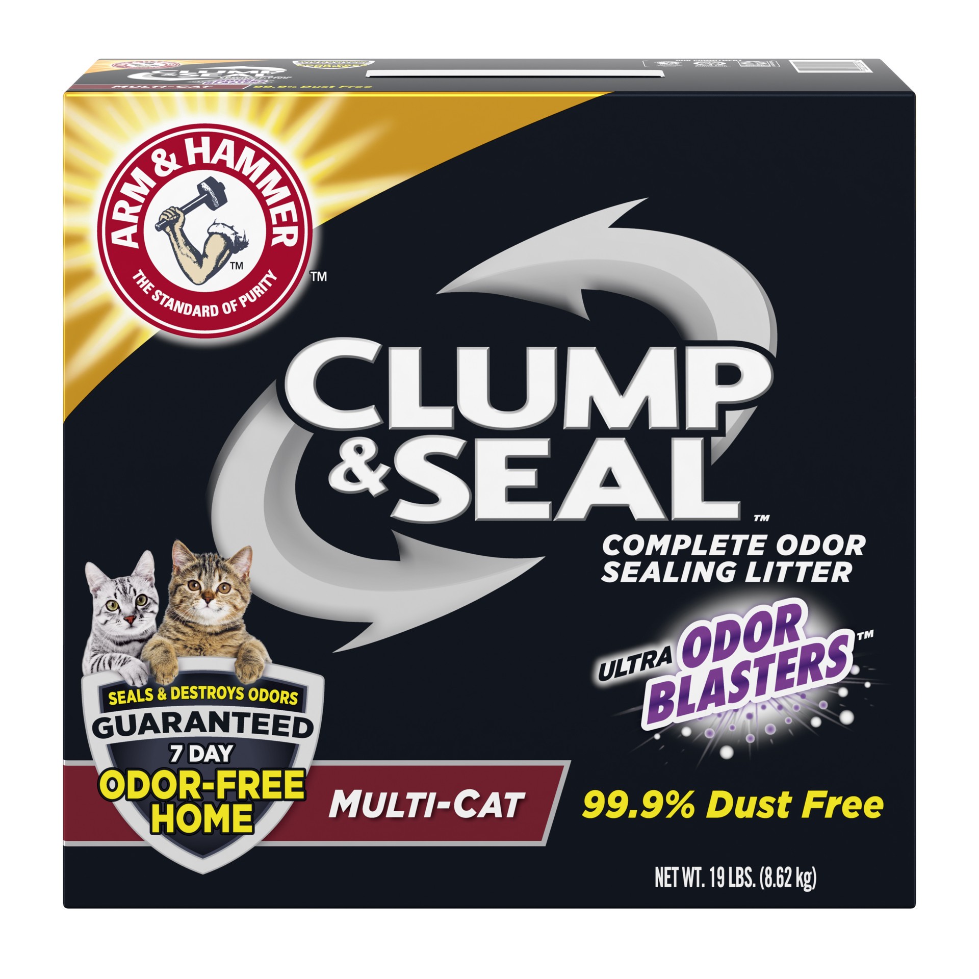 slide 1 of 17, ARM & HAMMER Clump & Seal Litter, Multi-Cat, 19 lb, 19 lb