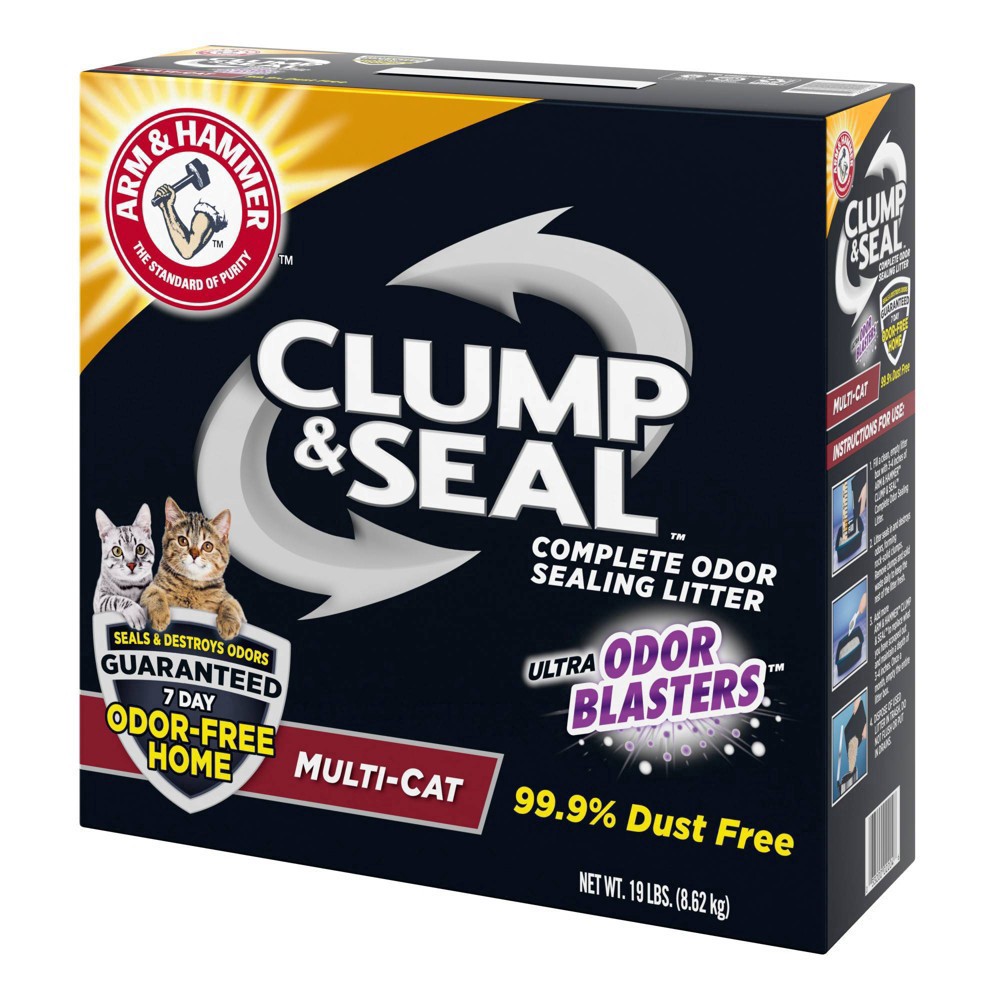slide 7 of 17, ARM & HAMMER Clump & Seal Complete Multi-Cat Odor Sealing Litter 19 lb, 19 lb