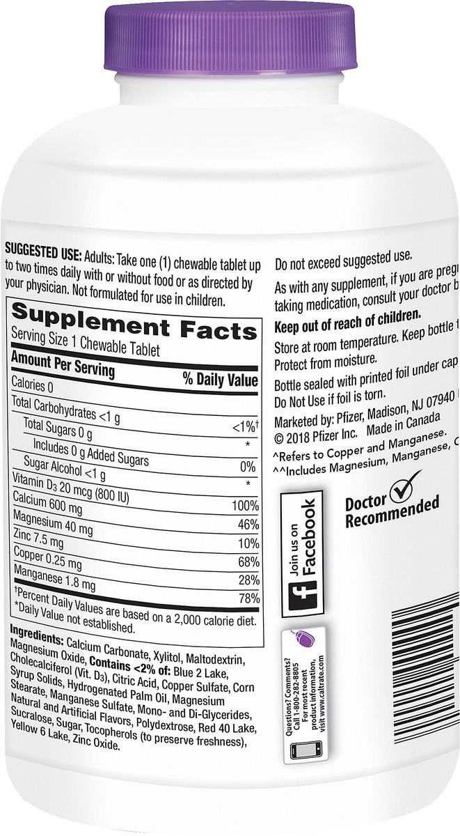 slide 3 of 7, Caltrate 600+D3 Plus Minerals (Cherry, Orange, and Fruit Punch, 155 Count) Calcium & Vitamin D3 Chewable Supplement, 600mg, 155 ct