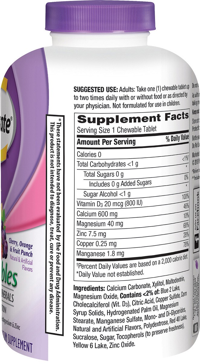 slide 6 of 7, Caltrate 600+D3 Plus Minerals (Cherry, Orange, and Fruit Punch, 155 Count) Calcium & Vitamin D3 Chewable Supplement, 600mg, 155 ct