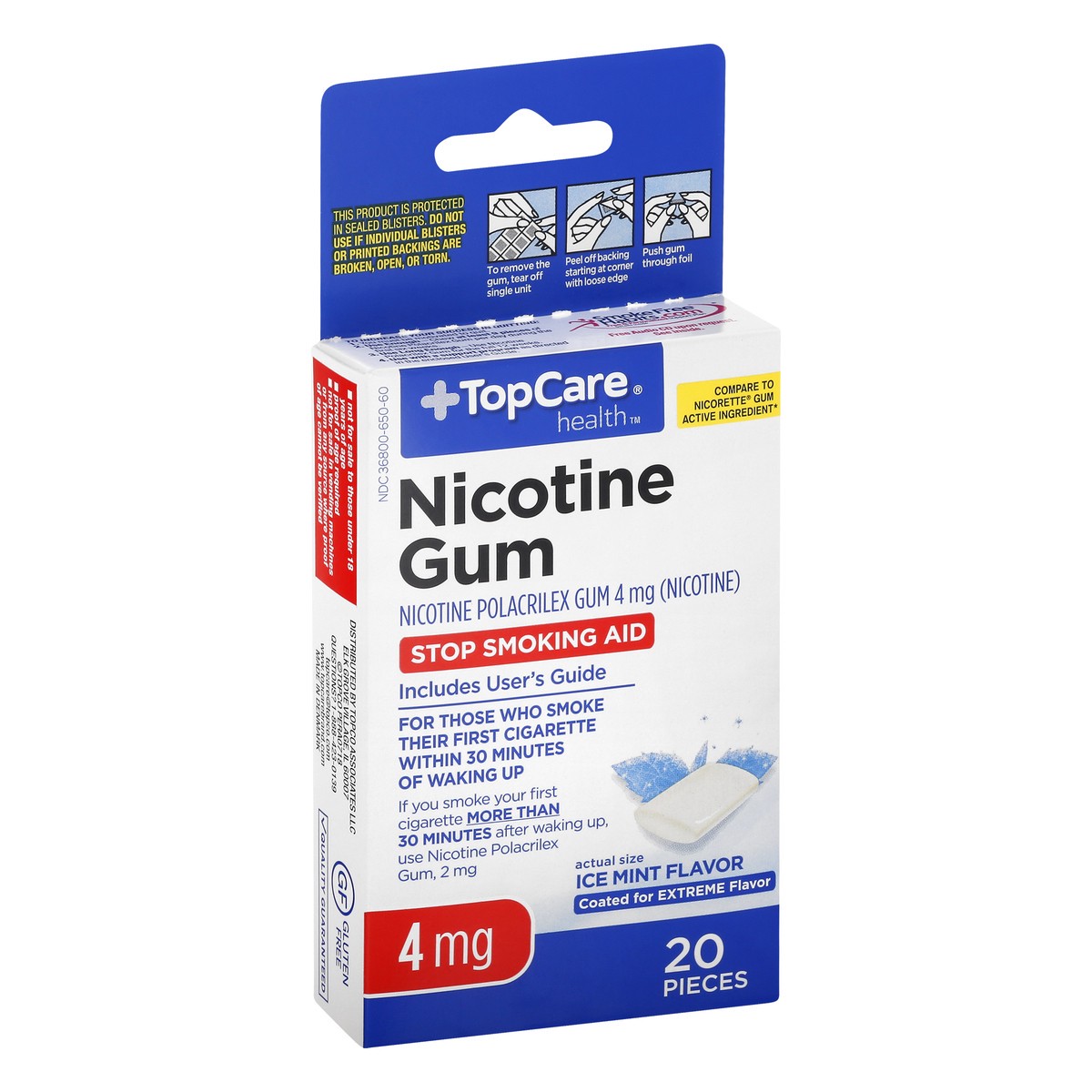 slide 5 of 9, TopCare Health 4 mg Mint Freeze Flavor Nicotine Gum 20 ea, 20 ct