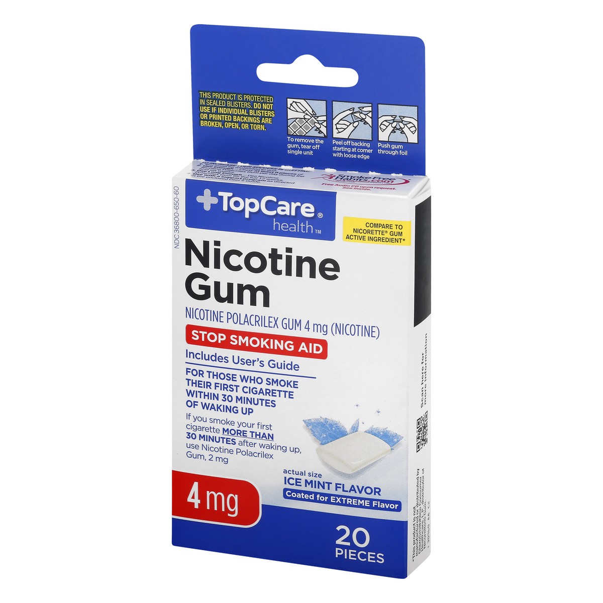 slide 9 of 9, TopCare Health 4 mg Mint Freeze Flavor Nicotine Gum 20 ea, 20 ct
