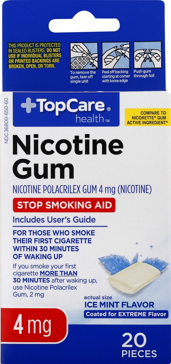 slide 7 of 9, TopCare Health 4 mg Mint Freeze Flavor Nicotine Gum 20 ea, 20 ct